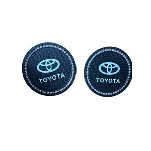 Toyota Car Cup Holder Coasters 2pc Black Silicone Bling Rhinestone Auto Decor